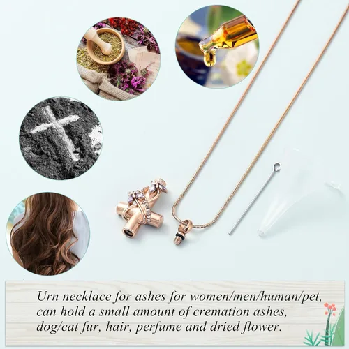 Miniatura 13 de Imrsanl Collar de urna de cruz de mariposa para cenizas, hombres y mujeres, joyería de cremación, colgante de cenizas para cenizas conmemorativas
