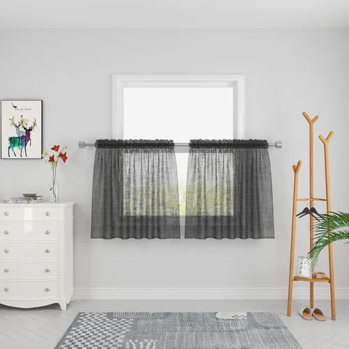Miniatura 91 de UPOPO Paneles de Cortina Beige Pequeños Cortinas Transparentes de Gasa de 16 Pulgadas de Largo Cortinas de Cocina de Voile con Textura de Lino