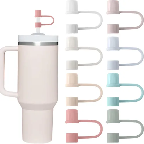 Miniatura 29 de 6 piezas de cubiertas de pajita de silicona con tapa compatible con vaso Stanley de 30-40 oz con mango, tapa de 10 mm, cubiertas de pajita a prueba