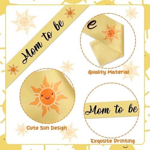 Miniatura 3 de Serencatcher Banda de baby shower para mamá niño, decoraciones de baby shower con el sol incluyen a mamá papá para ser pin corona de flores