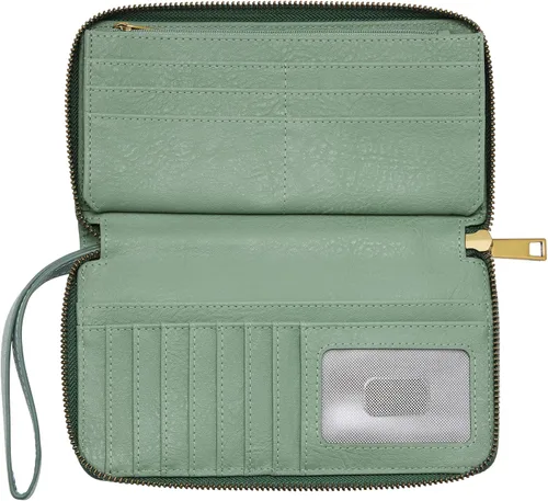 Miniatura 4 de Fossil Liza - Cartera de cuero con cremallera alrededor para mujer con correa retráctil para la muñeca