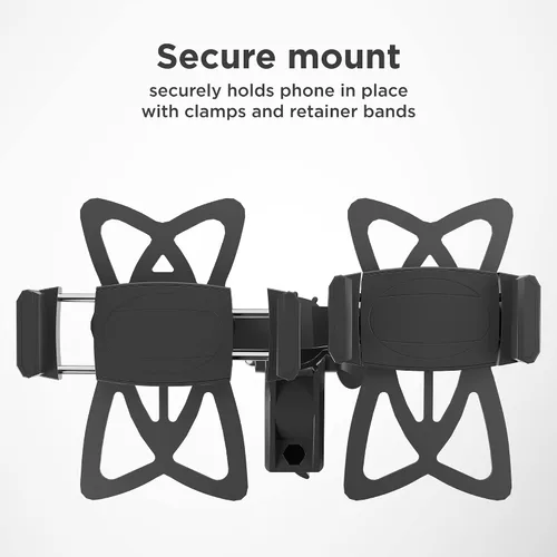 Miniatura 4 de ENCASED Soporte de teléfono para bicicleta doble, soporte ajustable para 2 teléfonos celulares, ajuste universal