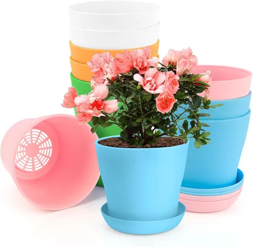 Miniatura 8 de OALCQ Macetas de 5 Pulgadas 24 Piezas, Macetas de Flores para Plantas de Interior, Macetas para Suculentas, Macetas Pequeñas con Drenaje, Macetas