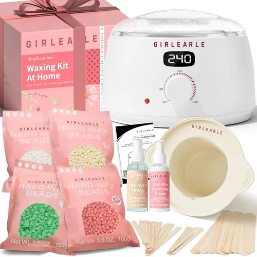 Miniatura 12 de GIRLEARLE Black and Pink Digital Waxing Kit for Women and Men Sensitive Skin, Nose&Ear Wax Kit Hair Removal at Home with Wax Beads & Silicone Pot