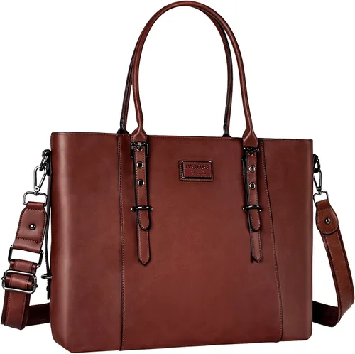Miniatura 15 de MOSISO Bolso de mano de piel sintética para laptop para mujer (15-16 pulgadas), impermeable, de gran capacidad, maletín de trabajo de negocios