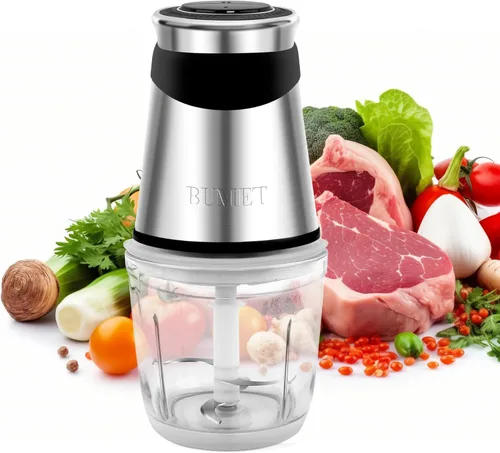 Miniatura 9 de BUMET Procesador eléctrico de alimentos, picador de verduras de 500W, 2 tazones de 2x8 tazas, 2 bicapas, 4 cuchillas, picadora de alimentos pequeña