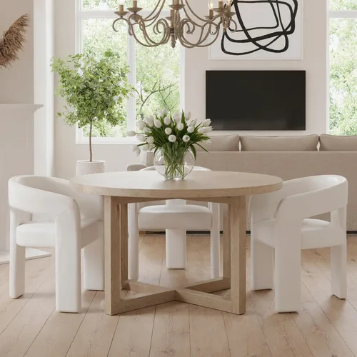 Miniatura 6 de HNY Silla moderna de cocina y comedor de estilo barril, silla de acento tapizada en cuero sintético PU con brazo, silla de lado de 47 cm de ancho