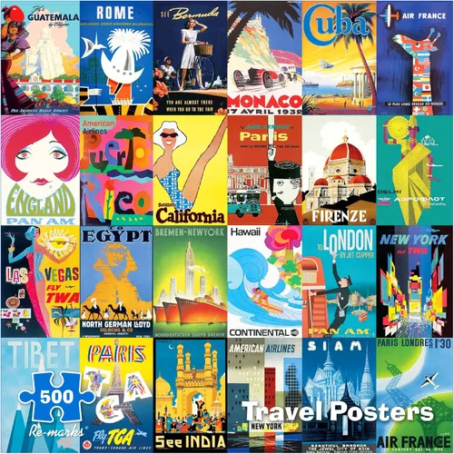 Miniatura 7 de Re-marks Road Trip Vintage Signs Rompecabezas de 500 piezas para todas las edades