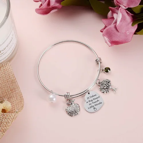 Miniatura 7 de Senteria Pulsera de apreciación del profesor con piedra de nacimiento del mes y pulsera de agradecimiento para profesores It Takes a Big Heart to