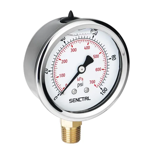 Miniatura 9 de SENCTRL 0-200 Psi Presión de Líquido Llenó de Glicerina, Medidor de Presión con Esfera de 2.5 Pulgadas, Montaje Inferior de 1/4 Pulgada NPT, Caja