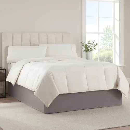 Serta - Falda de cama moderna y sólida, volante antipolvo de calidad hotelera con caída de 33 cm, lavable a máquina, tamaño Twin, gris oscuro