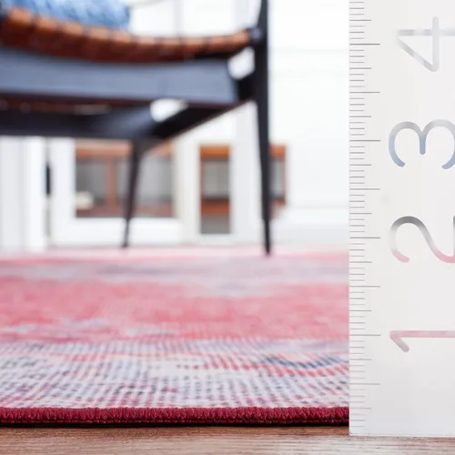 Miniatura 2 de SAFAVIEH Tucson Collection - Alfombra lavable de 2 pies 6 pies x 8 pies, rojo y beige, antideslizante y fácil de limpiar, ideal para pasillo