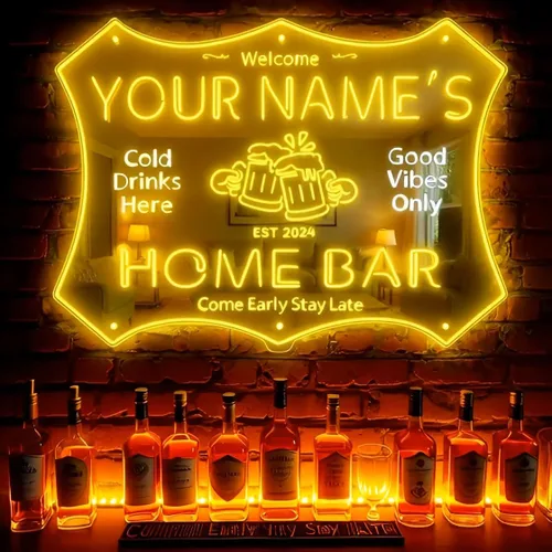 Miniatura 20 de ADVPRO Letrero de neón LED de doble color personalizado con tu nombre para bar casero de cerveza, año de establecimiento, blanco y morado, 16 x 12