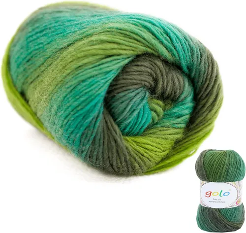 Miniatura 43 de Hilo de lana golo para tejer 200 yardas, hilo Cachemire multicolor arcoíris