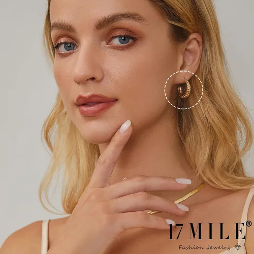 Miniatura 3 de Juego de 12 pares de aretes de aro de oro para mujer, chapados en oro de 14 quilates, ligeros, trenzados, gruesos, paquete para regalo