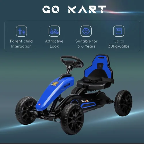 Miniatura 8 de Aosom Go Kart con pedal para niños, juguetes para montar al aire libre con eje oscilante, asiento ajustable, freno de mano, 4 ruedas que absorben
