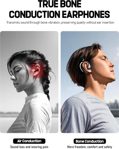 Miniatura 2 de Valorise Auriculares inalámbricos de conducción ósea T60, OWS con ganchos para los oídos, Bluetooth 5.4, ligeros y resistentes, 25 horas
