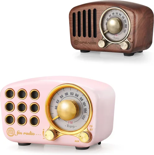 Altavoz Bluetooth retro, radio FM Radio-Greadio vintage con estilo clásico antiguo, fuerte mejora de graves, volumen fuerte, conexión inalámbrica