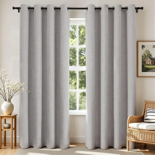 Miniatura 27 de Joydeco Cortinas opacas de 84 pulgadas de largo, 2 paneles burg, cortinas de oscurecimiento de habitación para dormitorio, cortinas térmicas Negro