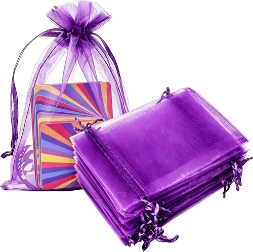 Miniatura 30 de Bolsas de Regalo de Organza 100 Piezas con Cordón 4x6 pulgadas Azul Marino para Baby Shower, Cumpleaños de Niña, Recuerdos de Fiesta, Boda