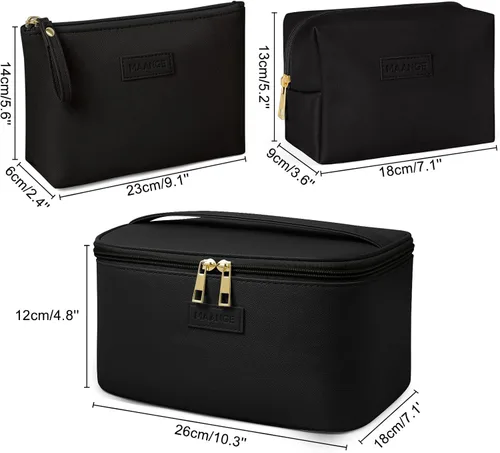 Miniatura 3 de MAANGE Bolsa de Maquillaje - Bolsa de Cosméticos Grande con 2pcs Bolsas de Maquillaje Pequeñas Bolsa de Maquillaje de Cuero Portátil de Viaje Juego