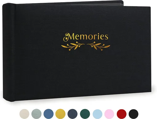 Holoary Álbum de fotos pequeño de 4 x 6 pulgadas, tapa dura de lino, capacidad para 50 fotos, encuadernado con páginas negras, mini álbumes de fotos