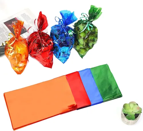 Miniatura 3 de GAKA Bolsas de plástico transparentes azules con lazos, bolsas de celofán con lazos, paquete de 50