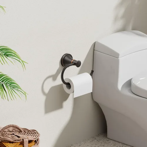 Miniatura 2 de BESy Soporte de papel higiénico de bronce aceitado con aceite, accesorios de baño de bronce aceitado, colgador de papel higiénico, montado