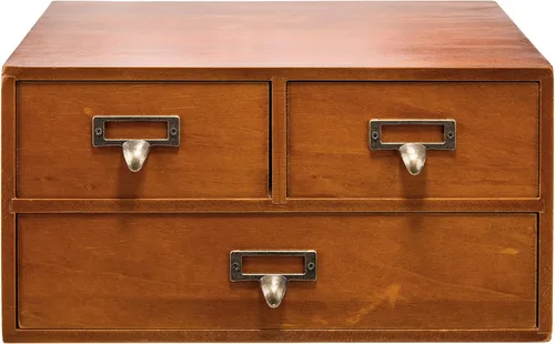 Miniatura 9 de Gabinete de boticario modular apilable de escritorio con 3 cajones, boticario de madera maciza para mesa, cajones de catálogo de tarjetas