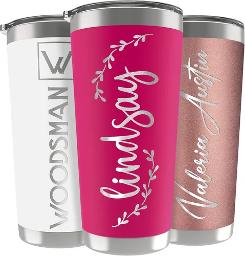 Miniatura 14 de Regalos personalizados para hombres – 20 onzas – Vasos personalizados con tapa, azul cielo, tazas de café de viaje aisladas, juego de popote