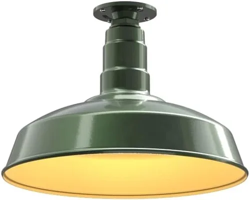 Miniatura 69 de Steel Lighting Co. Carson Barn Light Colgante montado en el techo Cúpula de 16 pulgadas Cable negro Luz de acero de estilo industrial