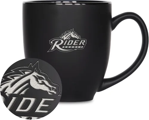 Miniatura 115 de Rico Industries - Taza de cerámica mate negra con grabado láser estándar de 15oz para NCAA (escuelas T & U) - Para bebidas calientes o frías