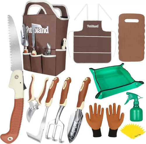 Miniatura 11 de Juego de herramientas de jardín de 4 piezas, mango ergonómico, kit de herramientas de jardín con paleta resistente, tenedor de mano, tijeras