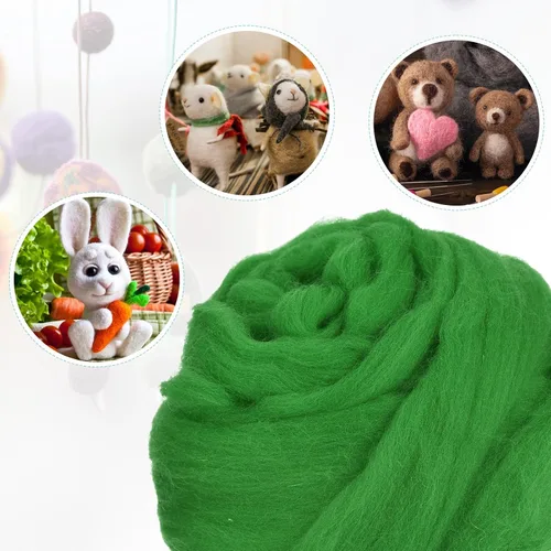 Miniatura 80 de uxcell Lana de fieltro con aguja, hilo de lana de fibra natural de 3.5 onzas para fieltro húmedo, manualidades, materiales de bricolaje