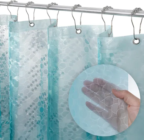 Miniatura 21 de LiBa Cortina de ducha para baño, cortina de ducha de plástico impermeable, PEVA de alta calidad, no tóxica con ojales a prueba de óxido, calibre 10