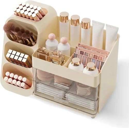 Miniatura 18 de Organizador de maquillaje con cajones para tocador, espacioso estuche de exhibición de cosméticos, solución de almacenamiento perfecta para tus