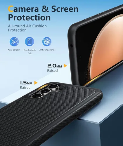 Miniatura 6 de FNTCASE Funda para Samsung Galaxy S23-FE: funda protectora de doble capa resistente para teléfono celular, protección contra caídas de cuerpo Negro