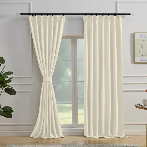 Miniatura 8 de Simplebrand Cortinas naturales extra largas para oscurecer la habitación del patio, 120 pulgadas de largo, 2 paneles para sala de estar, privacidad