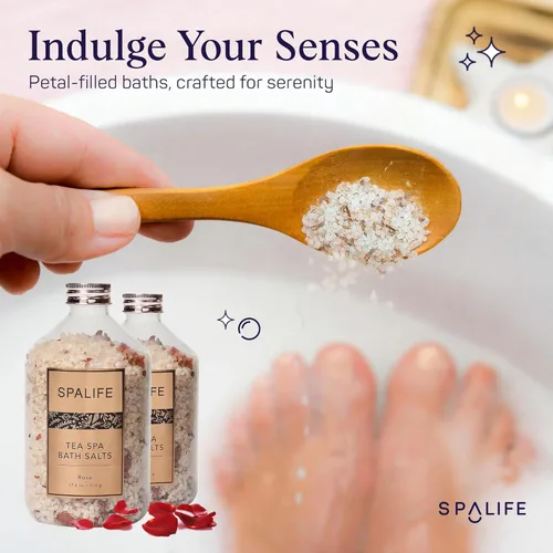Miniatura 3 de SpaLife Tea Spa - Sales de baño minerales efervescentes con infusión de pétalos – lavanda y rosa, paquete de 2 unidades de 17.6 onzas