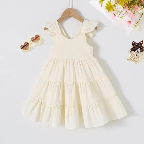 Miniatura 2 de YOUNGER TREE - Vestido de verano para bebé o niña pequeña, con mangas con volantes, halter, casual, para la playa, vestido de verano para niños