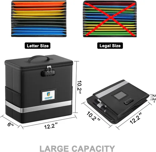 Miniatura 4 de Caja de archivos ignífuga con cerradura, organizador de almacenamiento de caja de documentos, adecuado para colgar carpetas de archivos