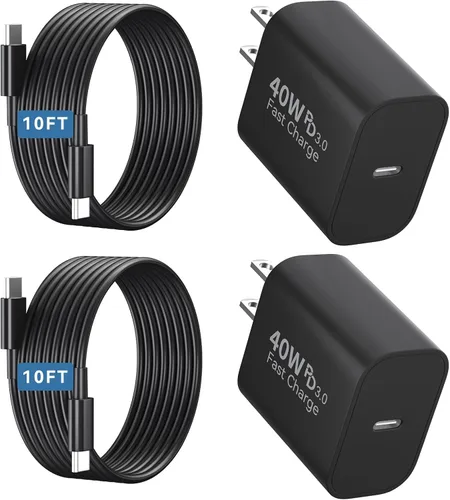 Miniatura 8 de Cargador para iPhone 17 Pro Max de carga rápida, cargador de teléfono rápido USB C de 40 W con cable de carga tipo C de 10 pies de largo para iPhone