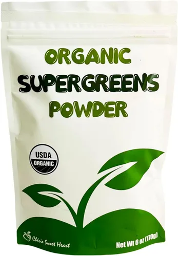 Cherie Sweet Heart Supergreens Powder – Superfood Green – Polvo de verduras orgánicas Super Greens – Polvo de batido – Superalimento en polvo –