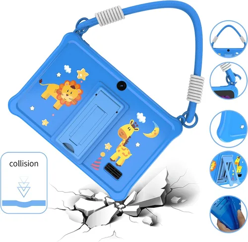 Miniatura 2 de PRITOM Tablet infantil de 7 pulgadas con cordón, tableta Android 13 de 32 GB con WiFi, cámara dual, educación, juegos, software para niños Azul