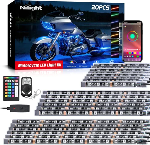 Miniatura 13 de Nilight - TL-35 Kit de luces LED RGB para motocicleta, 12 piezas, impermeable, multicolor, lámpara de luces de atmósfera con controles remotos