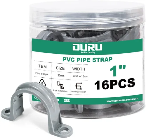 OURU 16 correas de tubo de PVC de 1 pulgada, abrazadera de tubo de plástico de 2 agujeros, abrazadera de conducto para reforzar tuberías, conductos