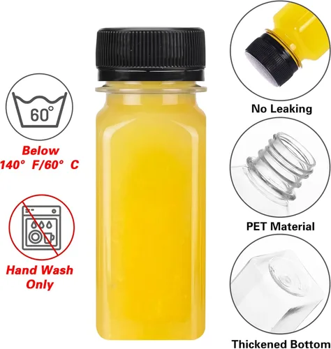 Miniatura 3 de TOMNK 45pcs 2oz Plastic Shot Juice Bottles with Caps, Ginger Shot Bottles, Reusable Clear Bulk Beverage Containers for Ginger Shot, Juice, Milk, and