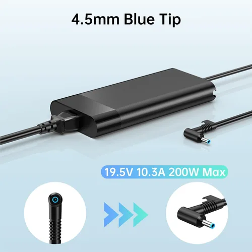 Miniatura 2 de Cargador para portátil de 200 W compatible con HP Victus 15 16, Omen/Pavilion Gaming 15 17, ZBook Fury 16 G8 G9 G10 G11 Cable de alimentación