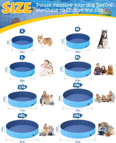 Miniatura 2 de YSJILIDE Piscina plegable para perros, piscina portátil de PVC para mascotas, baño plegable de plástico para perros y niños grandes, medianos y Azul