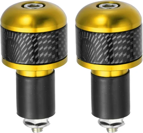 X AUTOHAUX 1 par 7/8 "0.866 in tono dorado motocicleta manillar extremos barra extremos tapón fibra carbono patrón para motocicleta